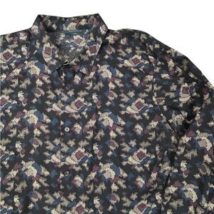 Perry Ellis Slim Fit Digi Camo Pattern Men's Shirt XXL Long Sleeve